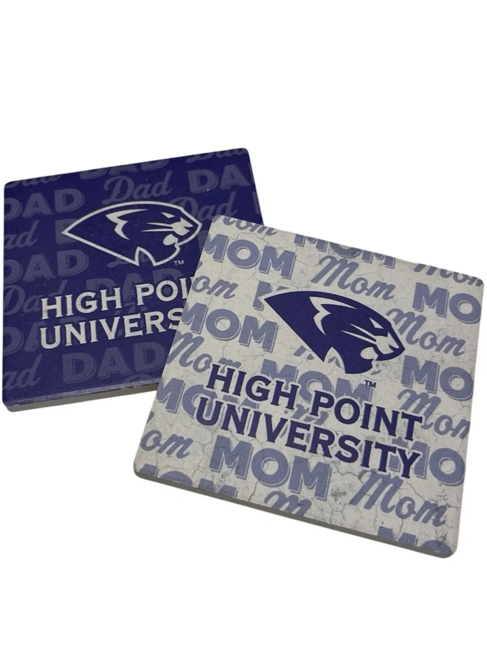 High Point University HPU Panthers Mom Dad Coasters Set of 2 Parent Gift